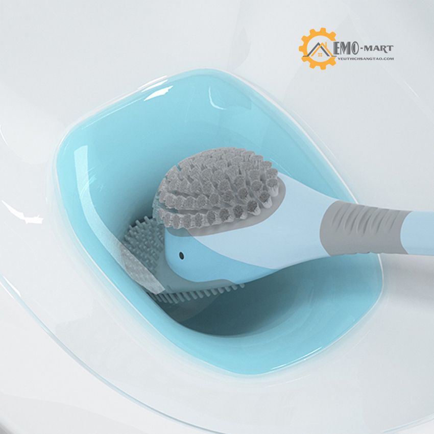 Bộ Bàn Chải Vệ Sinh Toilet Hình Vịt Bằng Silicone Tiện Dụng - Cọ Chà Toilet Silicol Có Hộp Đựng