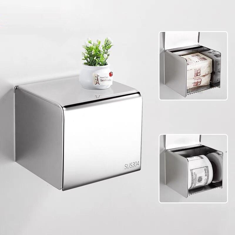 Hộp đựng khăn giấy vệ sinh vuông inox 304