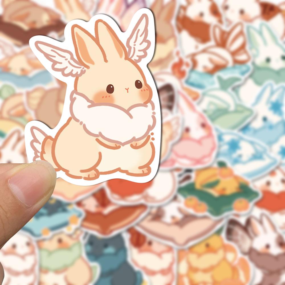 Sticker thỏ ma thuật chibi hoạt hình cute trang trí mũ bảo hiểm, guitar, ukulele, điện thoại, sổ tay, laptop - mẫu S13