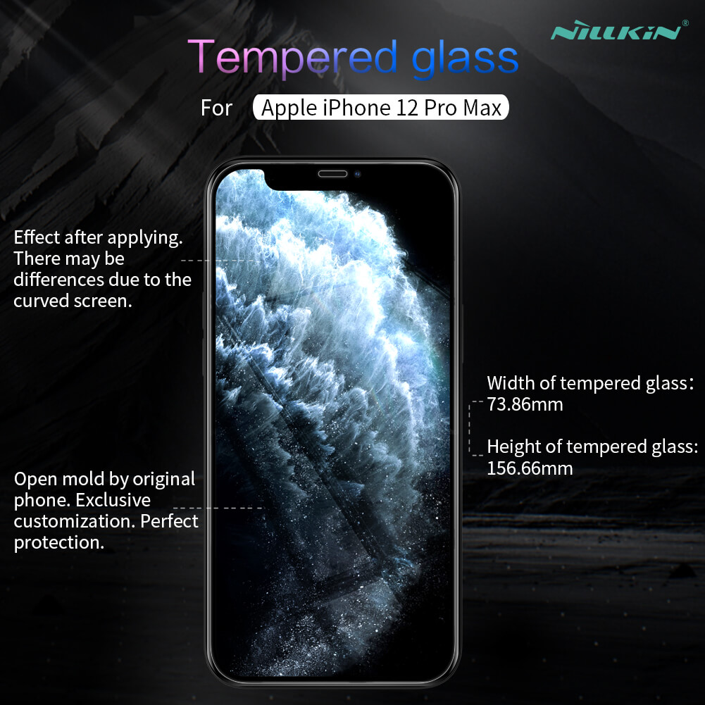 Miếng dán màn hình kính cường lực iPhone 12 Pro Max hiệu Nillkin Amazing H+ Pro mỏng 0.2 mm, vát cạnh 2.5D, chống trầy, chống va đập - Hàng chính hãng