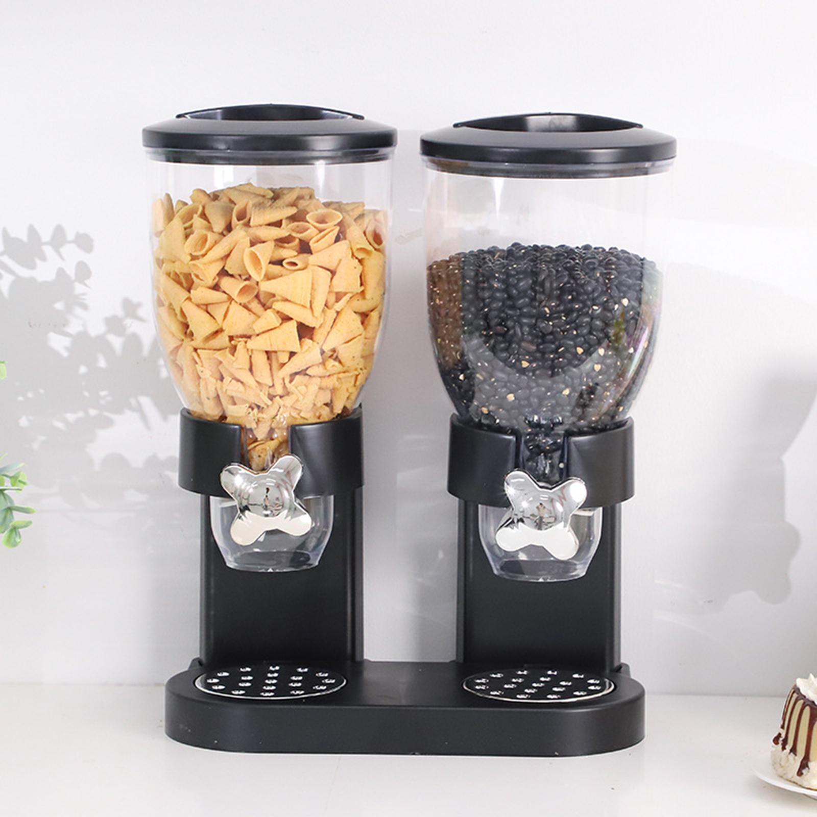 Cereal Dispenser Countertop, 5L Large Grain Dispenser, Dry Food Dispenser Container with Dual Control, Candy Dispenser for Store Coffee Beans, Nut