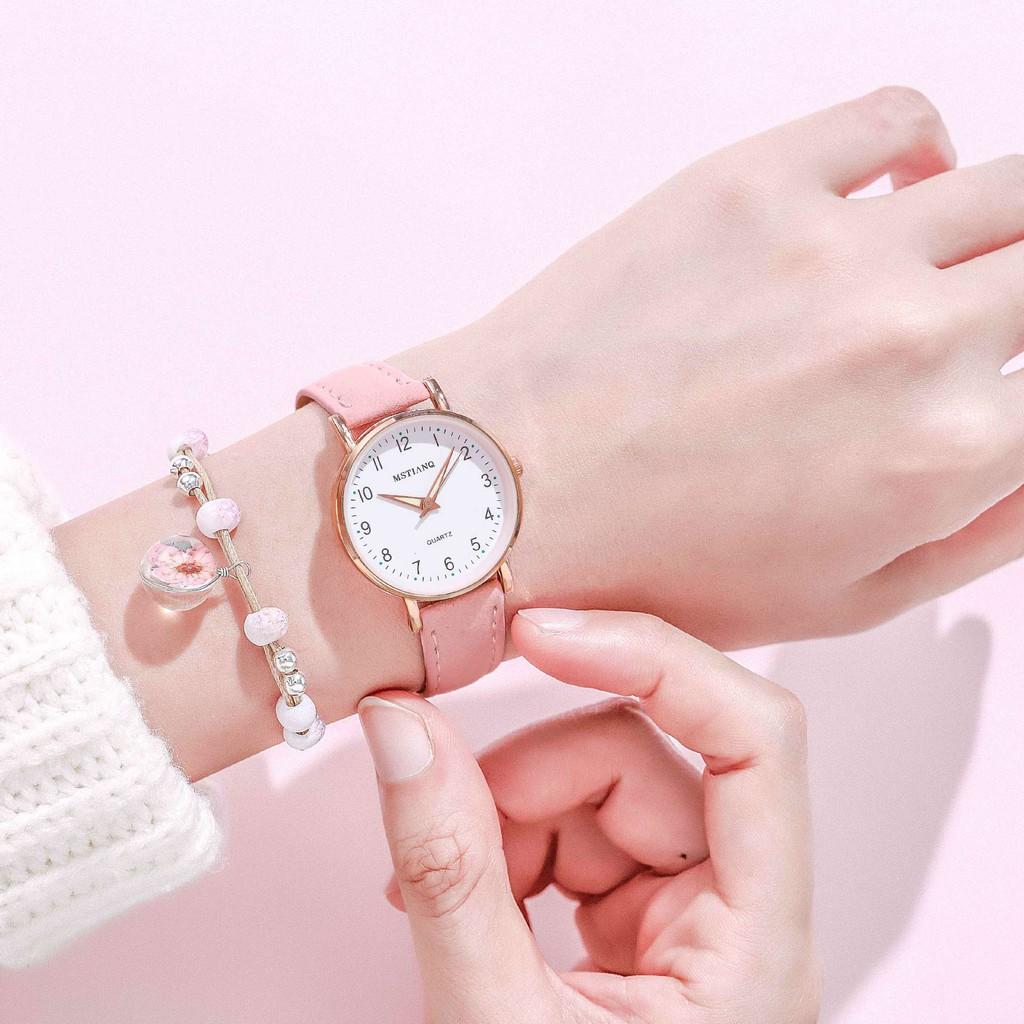 Đồng hồ nữ thời trang Mstianq MS09 dây da mềm êm tay, mặt số giờ cực đẹp