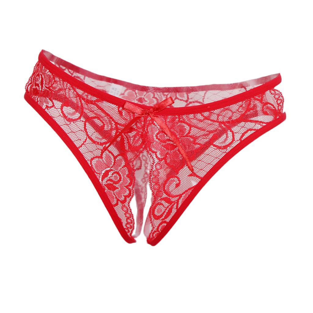2 Pieces Womens Sexy Floral Lace Thong Underwear Crotchless Panties Lingerie