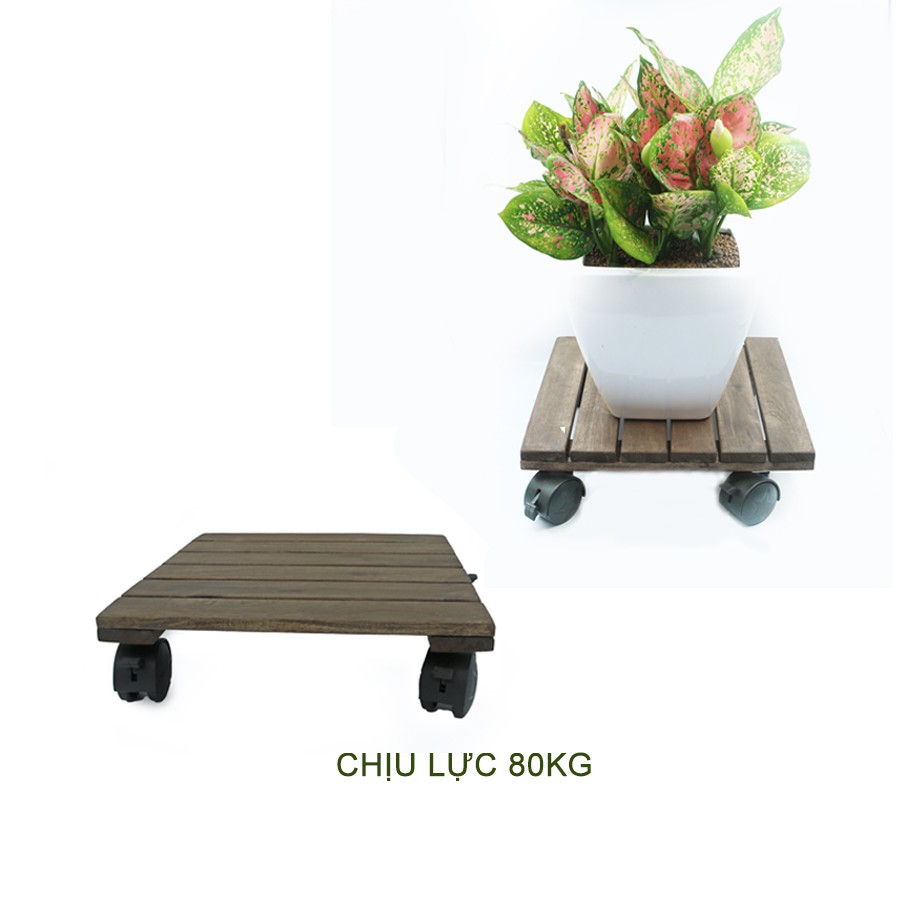 Hai đế lót chậu cây-Đế lót chậu hoa GREENHOME-Có bánh xe Vuông-Đen chịu lực 80Kg-Kích thước R30xc8 Cm-TẶNG HAI GÓI DƯỠNG HOA TƯƠI LÂU