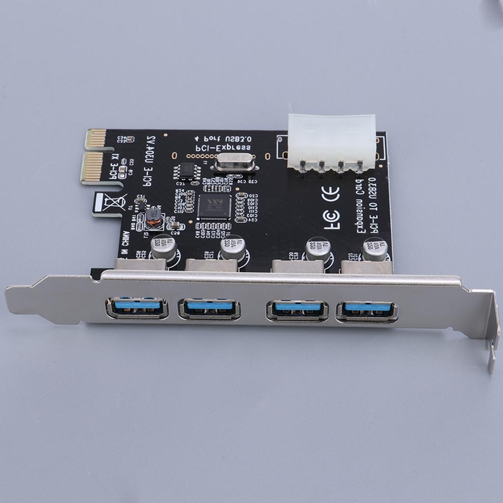 PCI-E USB 3.0 Hub Adapter Expansion Card 4 USB Port W/4PIN Power Supply Port