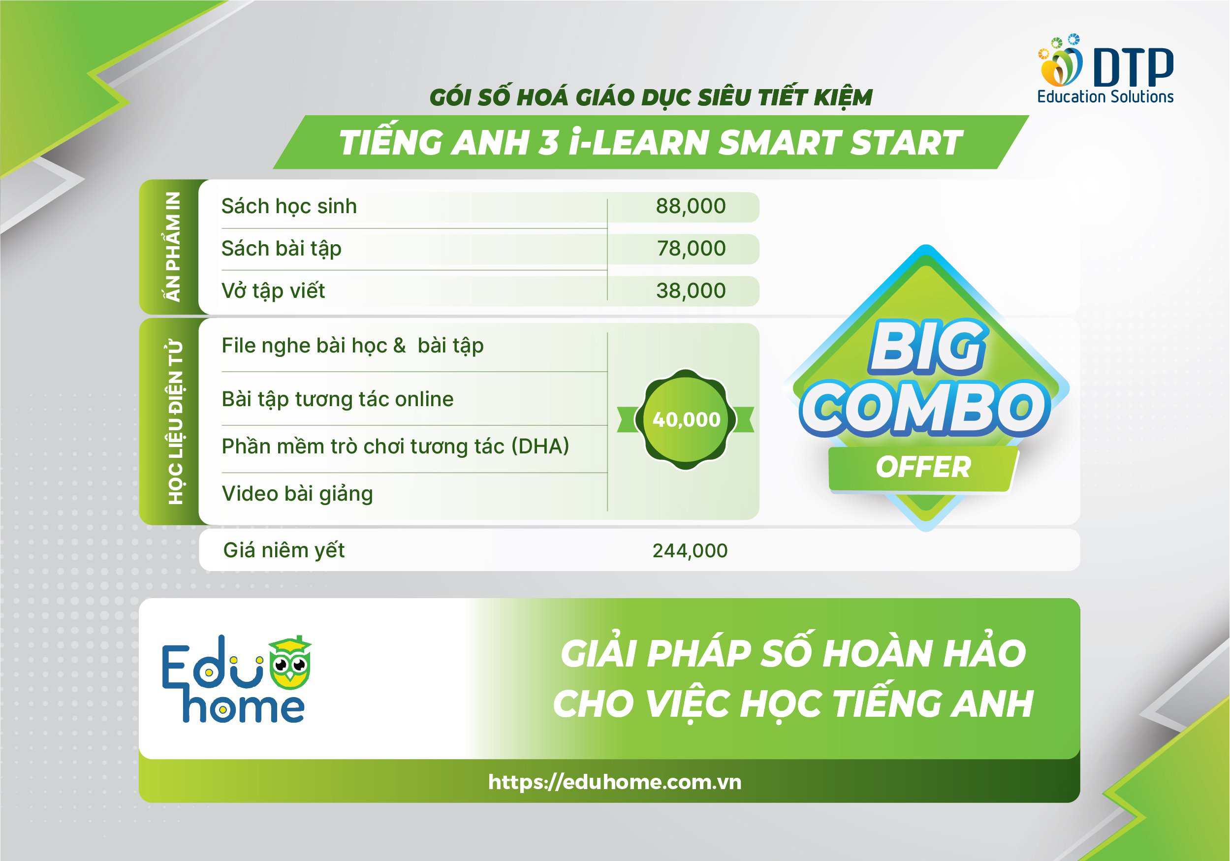 Tiếng Anh 3 i-Learn Smart Start - Gói số hóa giáo dục siêu tiết kiệm (SB, WB, NB, Digital Pack)