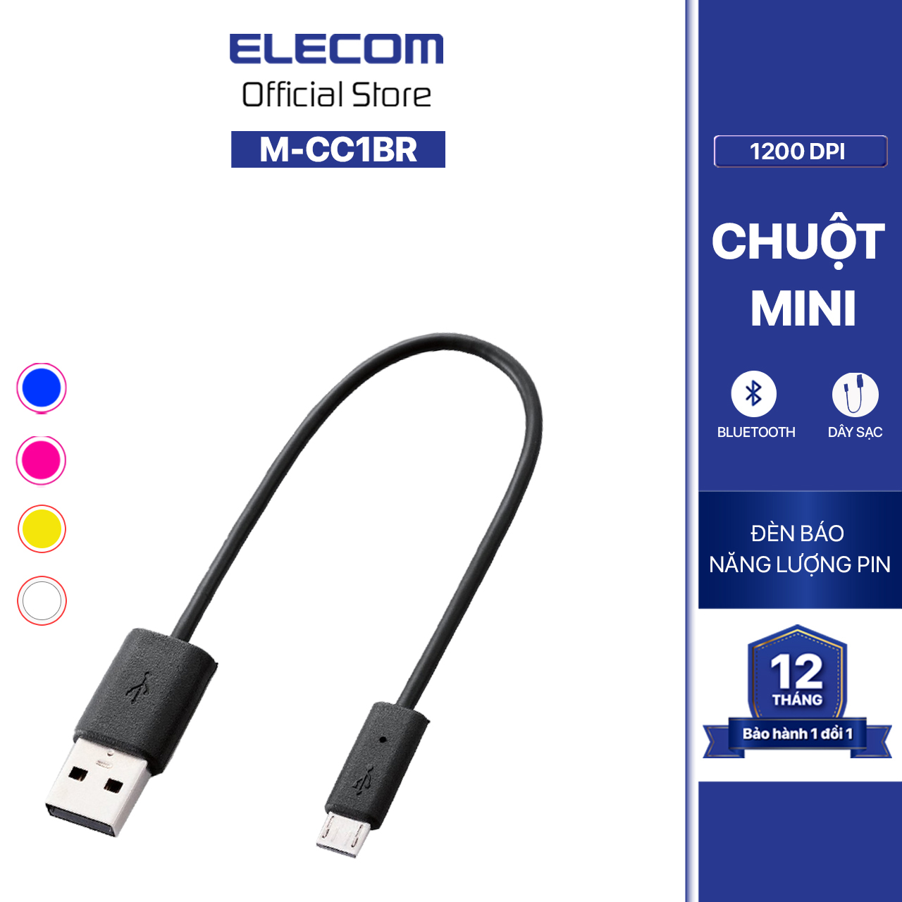 Chuột không dây mini Bluetooth ELECOM M-CC1BR - Hàng chính hãng