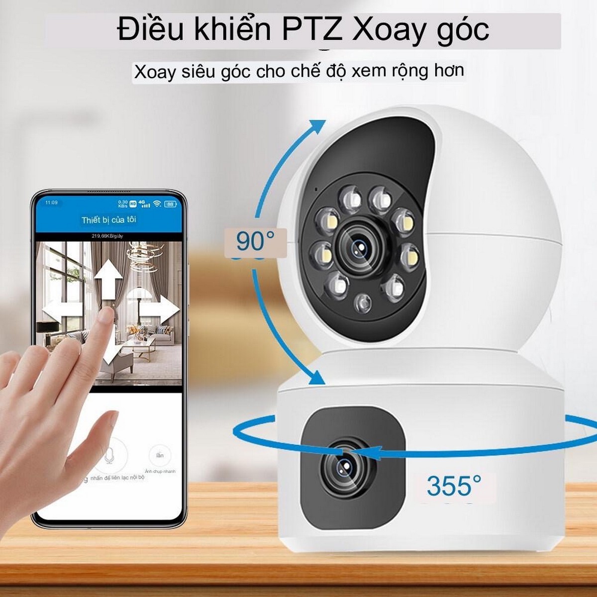 Camera Yoosee IP 2 Mắt Trong Nhà Xem 2 Màn Hình Cùng Lúc Độ Phân Giải 2K, Xoay 360 Độ, Xem Đêm Có Màu, Hỗ Trợ Đàm Thoại 2 Chiều Hàng Chính Hãng