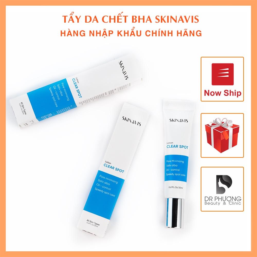 Tẩy da chết BHA SKINAVIS CLEAR SPOT Kiểm soát dầu nhờn và mụn đầu đen