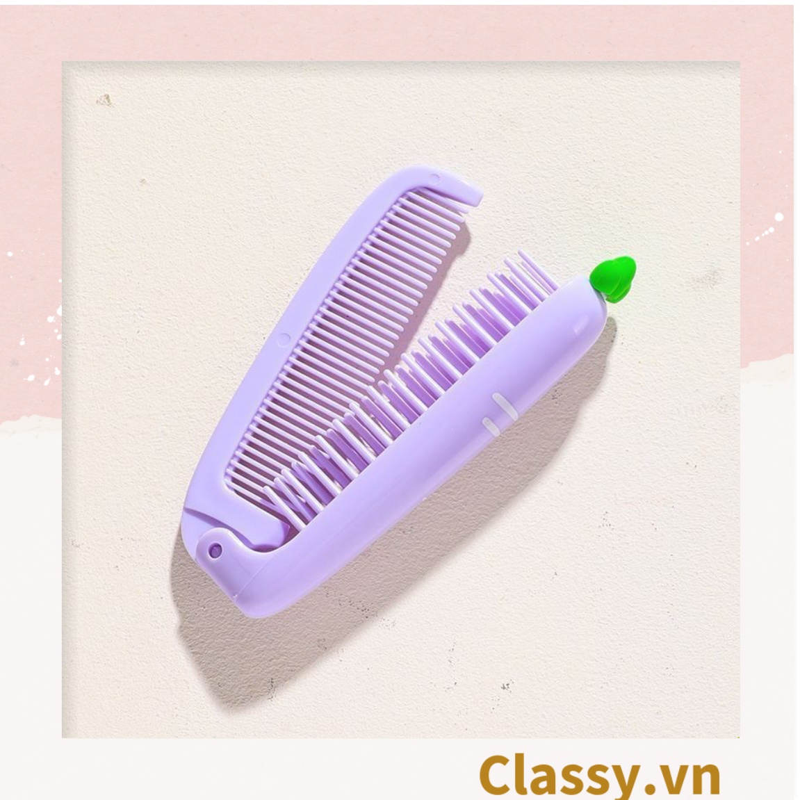 Lược cầm tay mini 2 đầu, gấp gọn Classy  tiện lợi hình trái cây cà rốt củ cải nhỏ gọn có thể mang theo PK1566