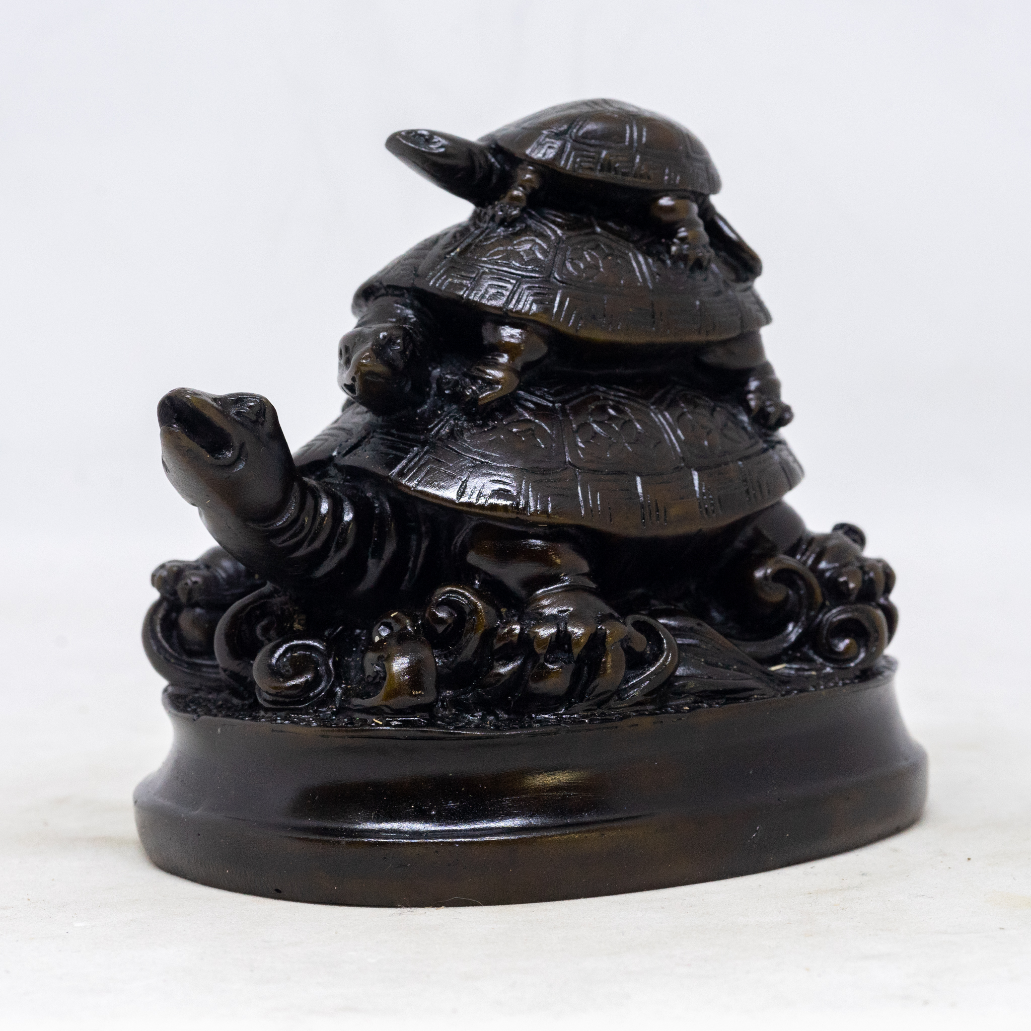 Tượng Rùa Mẹ Cõng Rùa Con cao 9cm bằng đá
