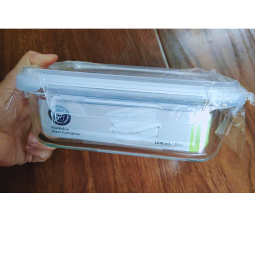 Hộp Thủy Tinh Hình Chữ Nhật LocknLock LTG104 Khóa 4 Cạnh, Kín Hơi-1040ml-35Oz