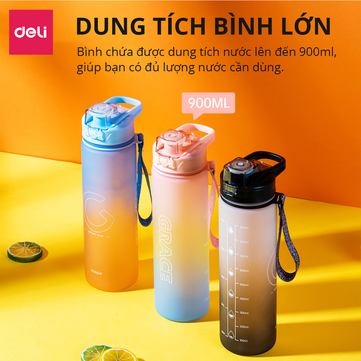 Bình Đựng Nước 1L Bao Bì Dễ Thương Có Vạch Báo Giờ Uống Nước Chia Lượng Nước Deli - Nhựa Cao Cấp An Toàn Đầy Đủ Kiểm Định Chất Lượng Phủ Hợp Bình Nước Thể Thao Cho Bé Tới Trường - VS822 VS823