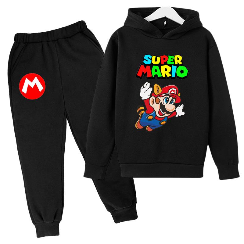 Mario Áo Hoạt Hình Áo Hoodie Game Áo Phù Hợp Với Mùa Thu Trẻ Em Áo + Quần 2 Bộ Thanh Niên Bé Trai bộ Quần Áo Thể Thao 4-14Year