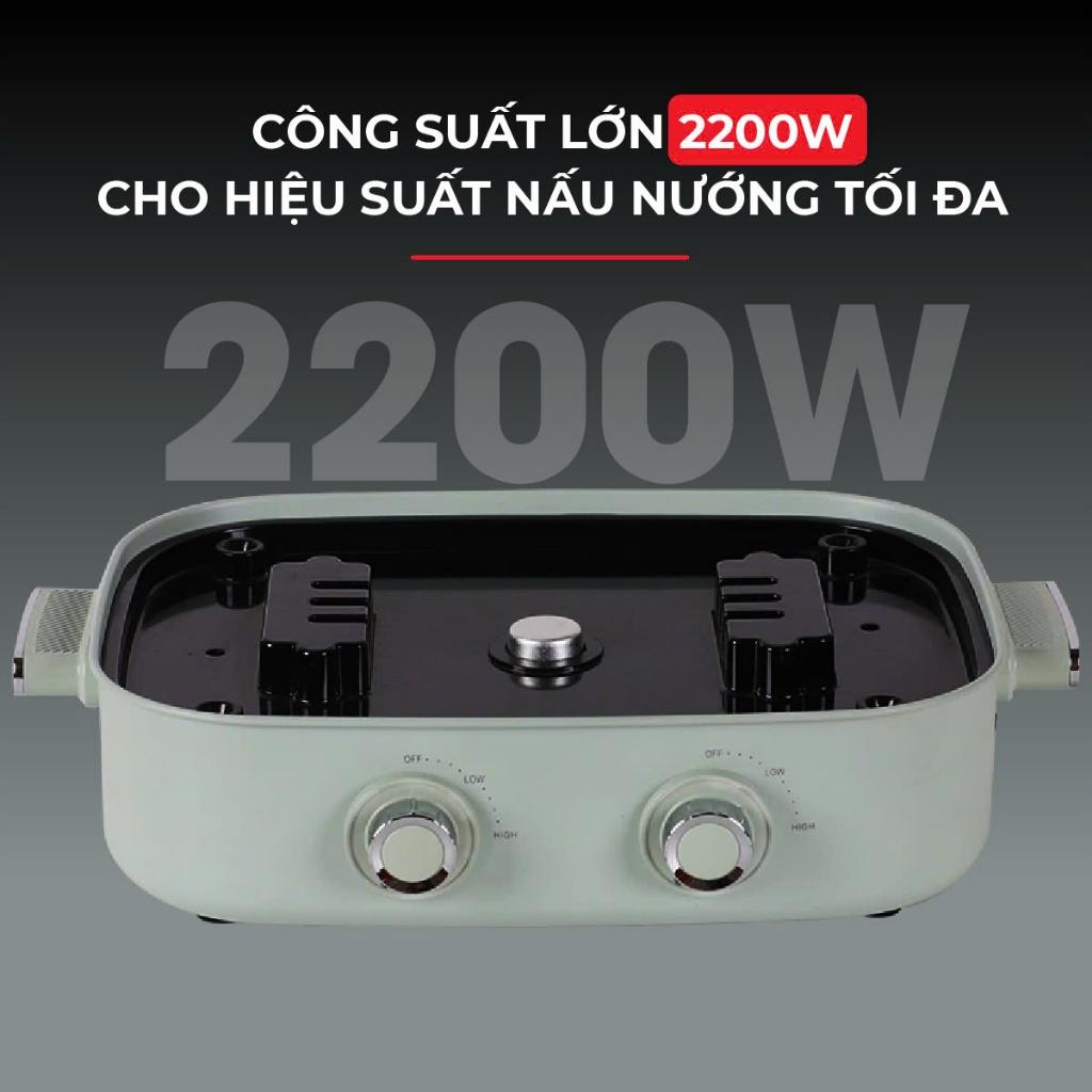 Bếp Nướng Lẩu Hai Ngăn Đa Năng Chính Hãng Kalpen 6.5L Công Suất 2200W Bảo Hành 2 Năm