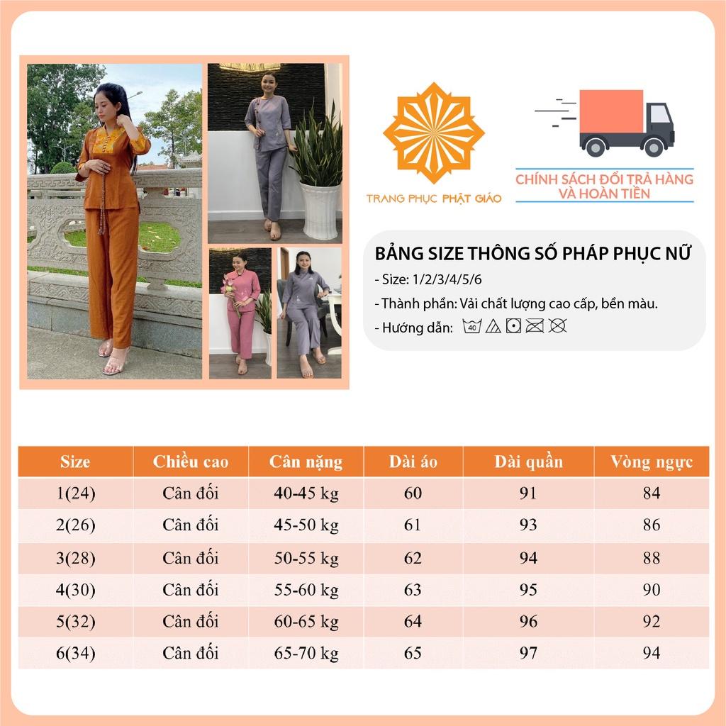 Đồ lam đi chùa nữ - Pháp phục Đài Loan 5 nút vải xô tixi, bền màu không nhăn xưởng may Liên Cúc