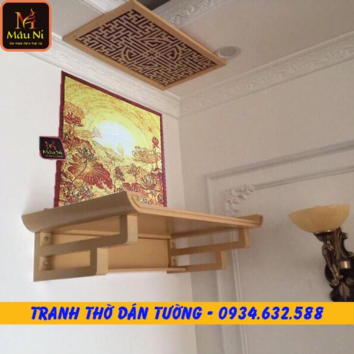 TRANH THỜ DÁN TƯỜNG 81cm x 61 cm - sen vàng