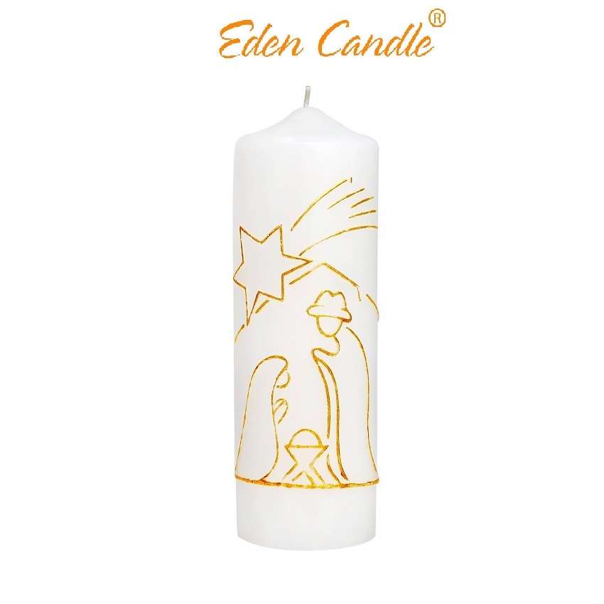 Nến trụ tròn D6H20 EDEN CANDLE EDC7800 hình chóp, Sản phẩm chế tác hoàn toàn thủ công với họa tiết đẹp mắt, sang trọng