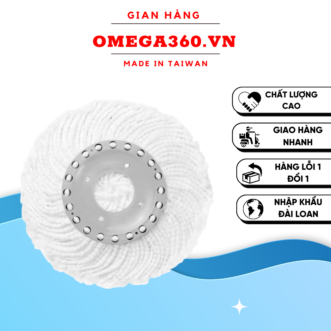 BÔNG LAU NHÀ 360 OMEGA SUPA MOP ĐÀI LOAN ( Nhập Khẩu)