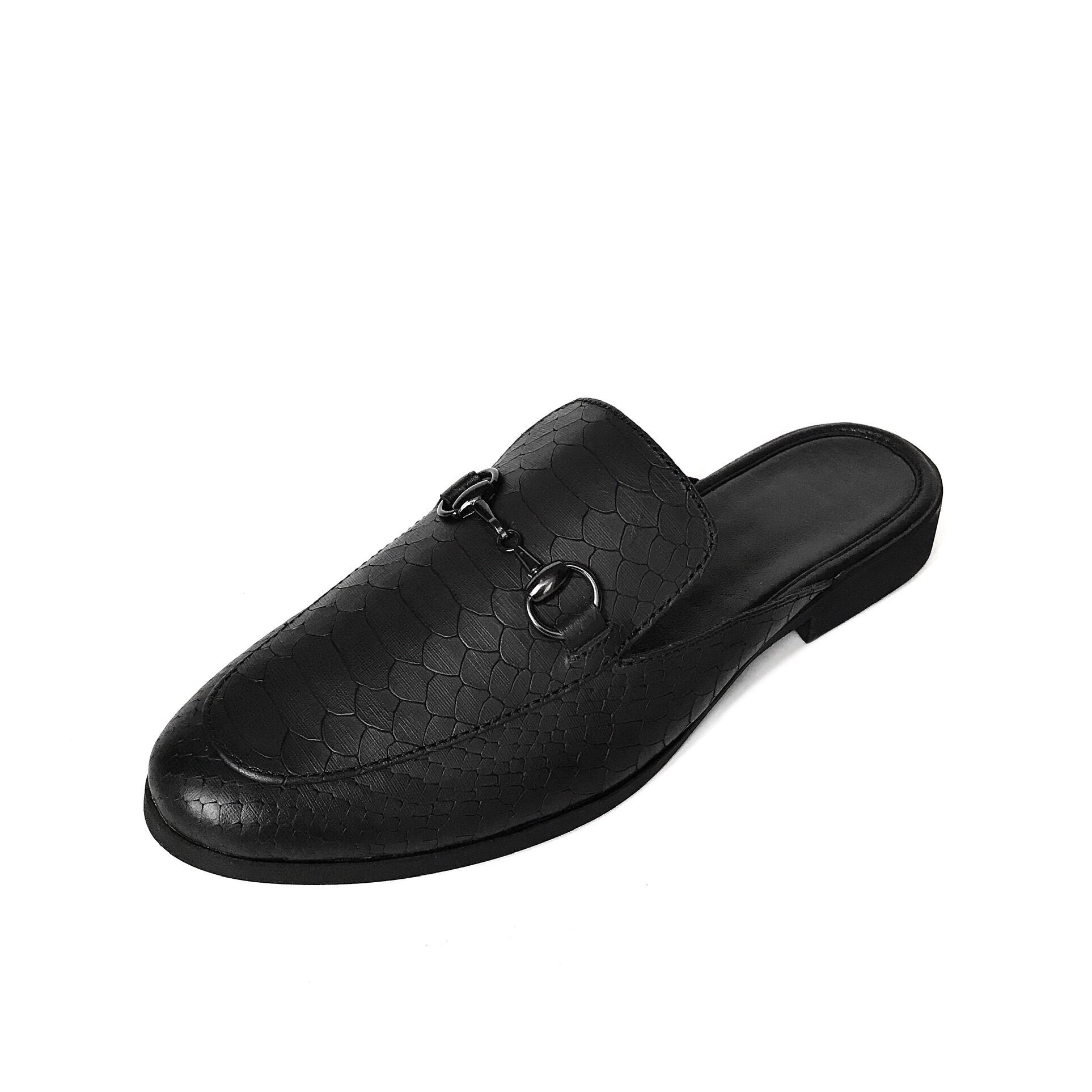 Giày sục da trăn đen lì TEFOSS HT01 độc lạ và sang trọng size 37 - 43