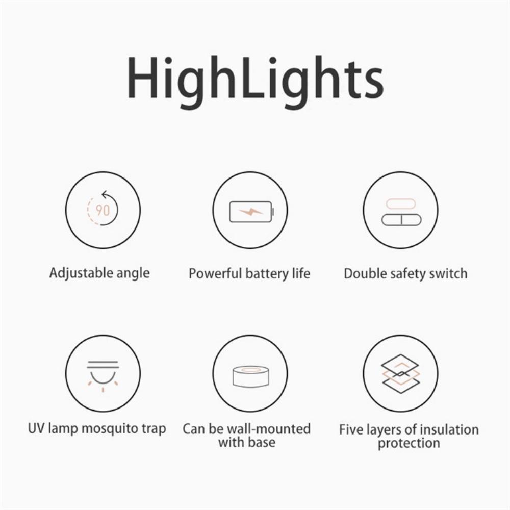 Đèn Diệt Muỗi Xiaomi 5 Trong 1 3500V Cổng Sạc USB Có Thể Điều Chỉnh Góc Độ Hàng nhập khẩu