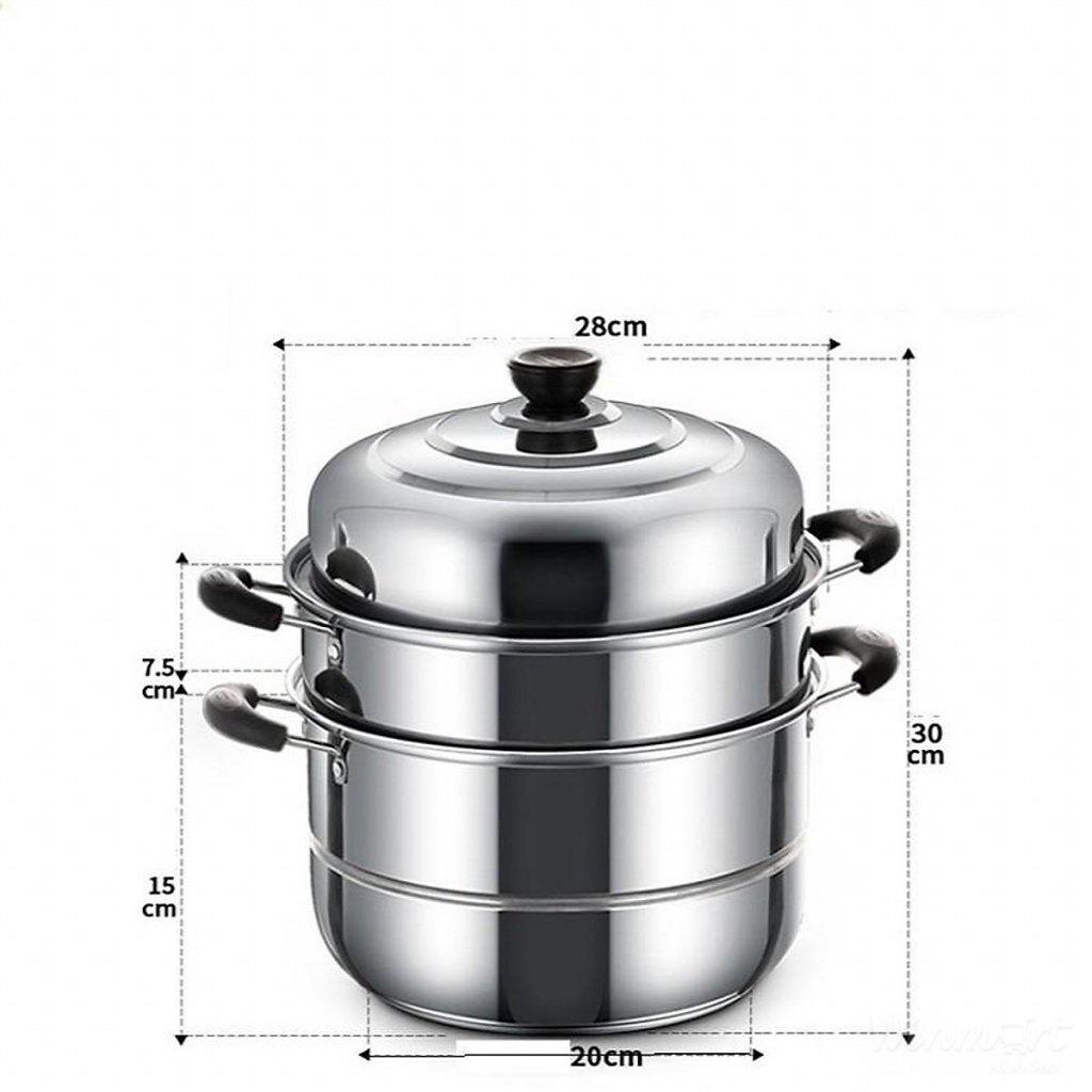 Nồi Hấp Inox Đa Năng 3 Tầng 28CM Dùng Cho Cả Bếp Từ Và Bếp Ga.