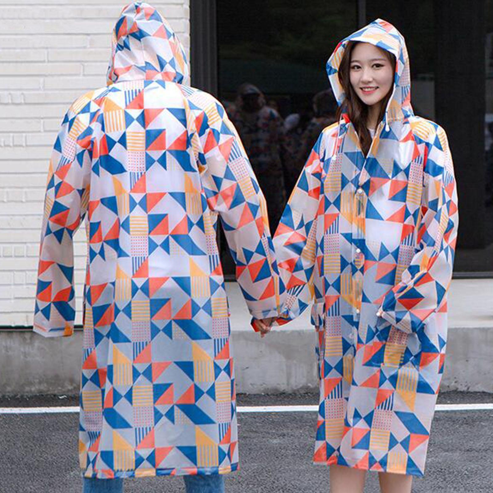 Reusable Raincoat Rain Coats Poncho with Hoods Hiking Running Rainwear M