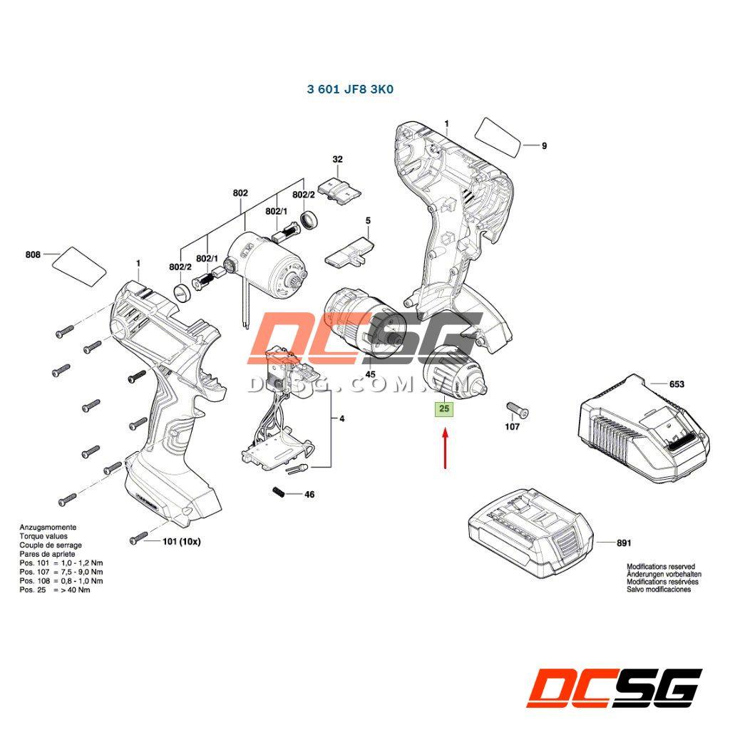 Đầu khoan tự động auto lock cho GSR/GSB 140/180-LI Bosch 2609112190 | DCSG