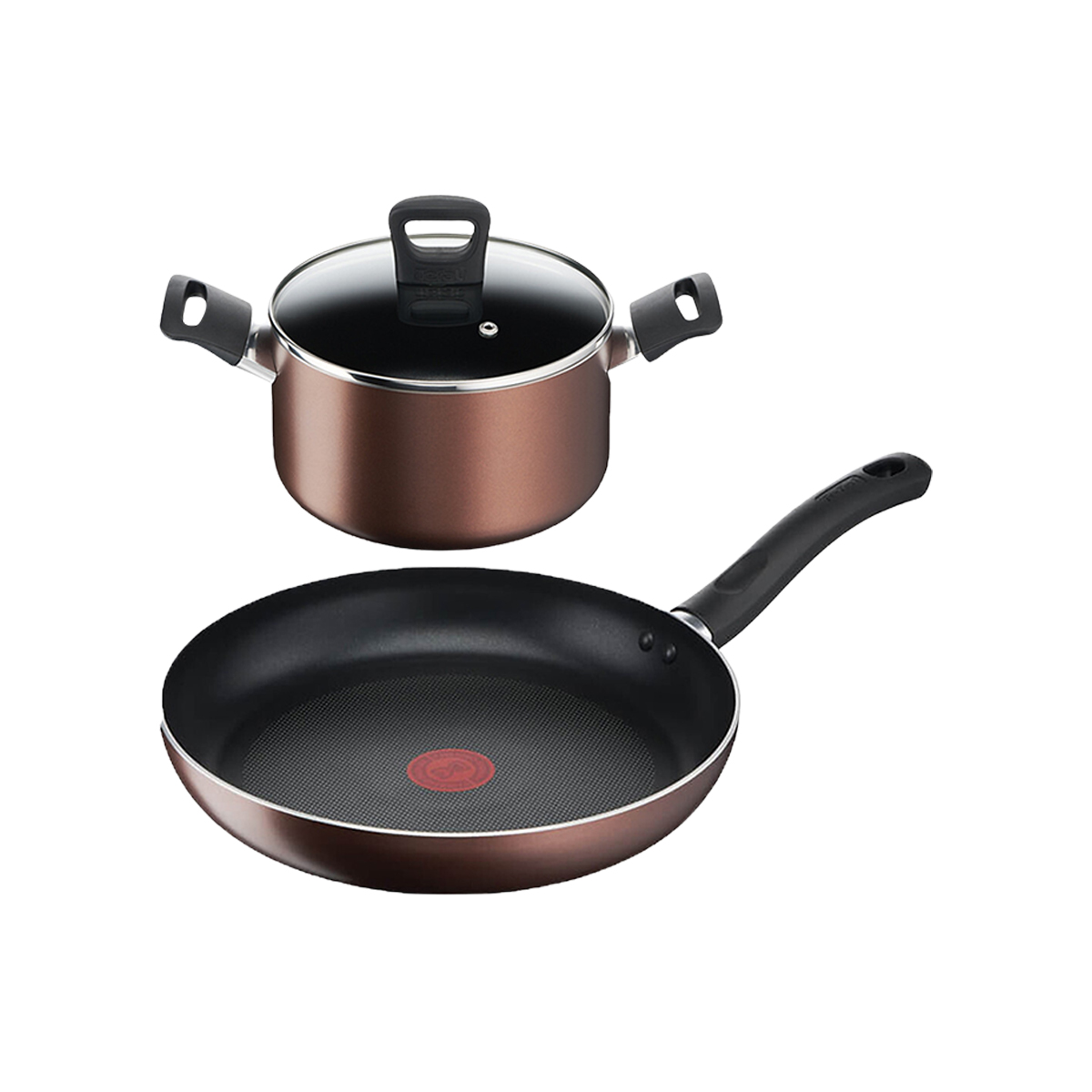 Bộ 2 nồi chảo chống dính đáy từ Tefal Day by Day dùng cho mọi loại bếp (nồi 20cm, chảo 28cm) - Hàng chính hãng