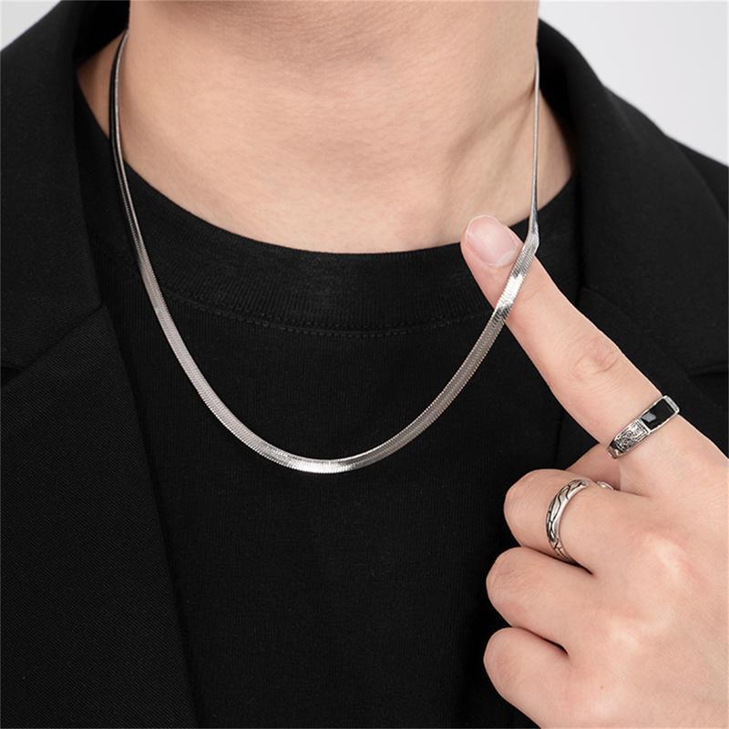Dây Chuyền Xương Rắn Thép Titan, Thời Trang Và Tối Giản, Dành Cho Nam, Phụ Kiện Hip-Hop, Dây Chuyền