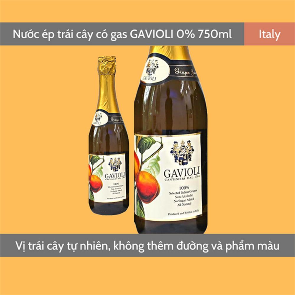 NƯỚC ÉP NHO ĐÀO CÓ GAS GAVIOLI NHẬP KHẨU 100% TỪ Ý,CHĂM SÓC SỨC KHỎE TIM MẠCH,TĂNG CƯỜNG HỆ MIỄN DỊCH HIỆU QUẢ