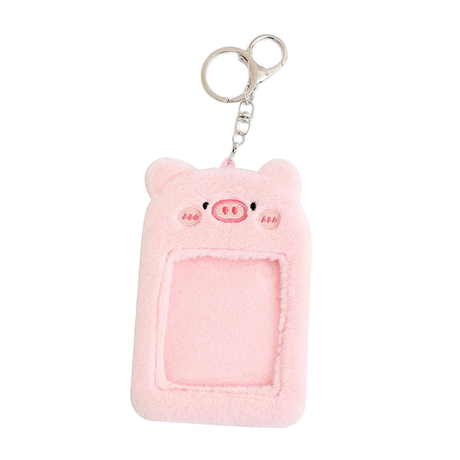 Plush Keychain Holder Photo Sleeves Plush Protective Case for Bus Card