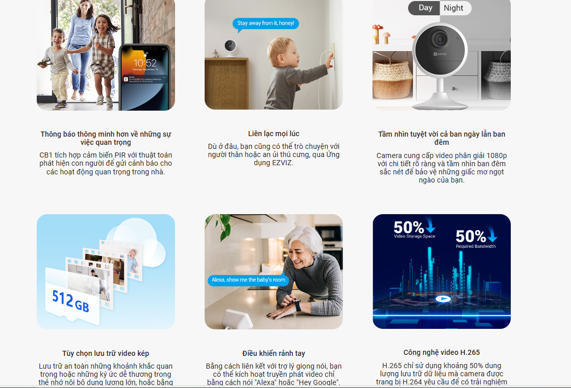 Camera Wifi EZVIZ CB1 2MP Dùng Pin Sạc, Cảnh báo chuyển động, còi hú cảnh báo - hàng chính hãng