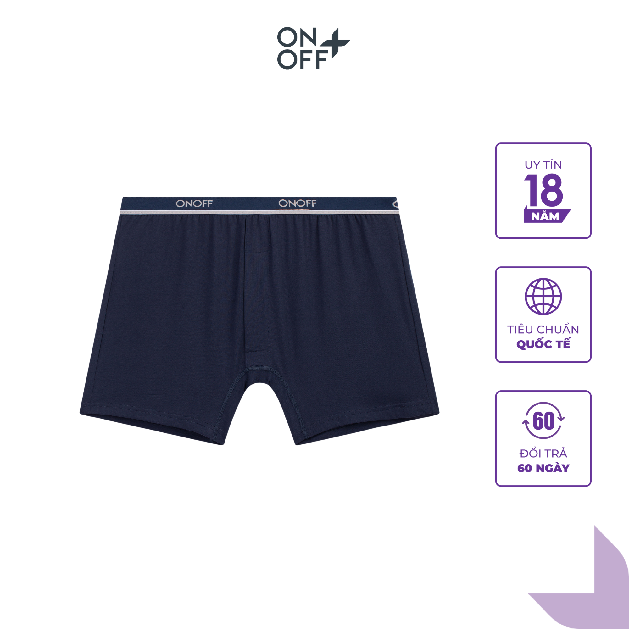 Quần lót nam 2 in 1 Cotton Spandex dáng Boxer dài ONOFF - 18UK23A038