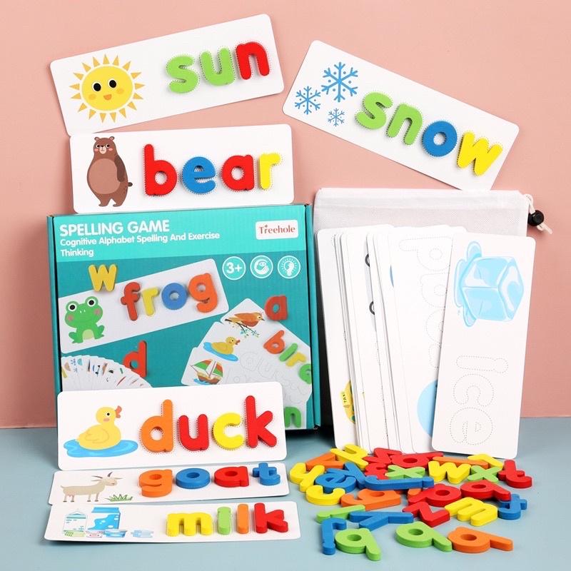 0SPELLING GAME- Đồ Chơi Ghép Chữ Đánh Vần Tiếng Anh Cho Bé Gồm 52 Bộ Thẻ Ghép Chữ