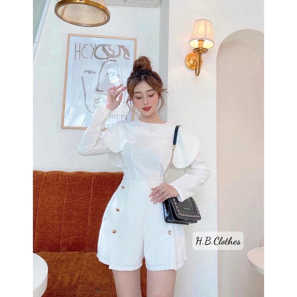 Set áo tay lá sen &amp; quần cạp cao