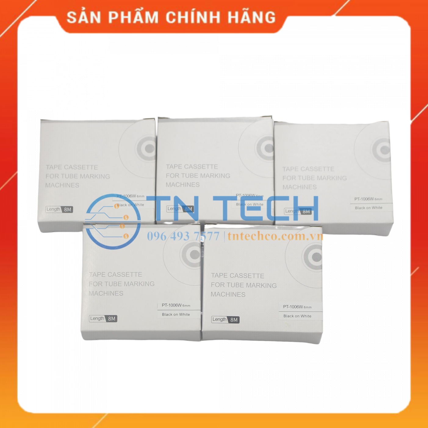 Hình ảnh Nhãn in PUTY PT-1006W - Chữ đen nền trắng 6MM x 8M - Dùng cho máy in ống PUTY PT-1010 [Hàng nhập khẩu]