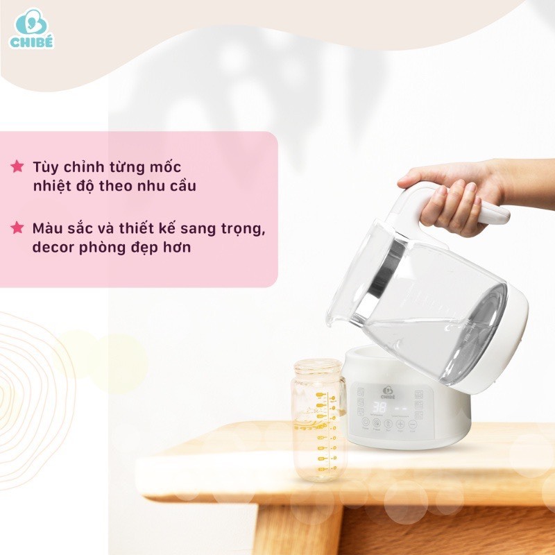 Ấm đun nước CHIBÉ CB002 thông minh pha sữa cho bé, điều khiển từ xa, giữ nhiệt 72h hàng chính hãng