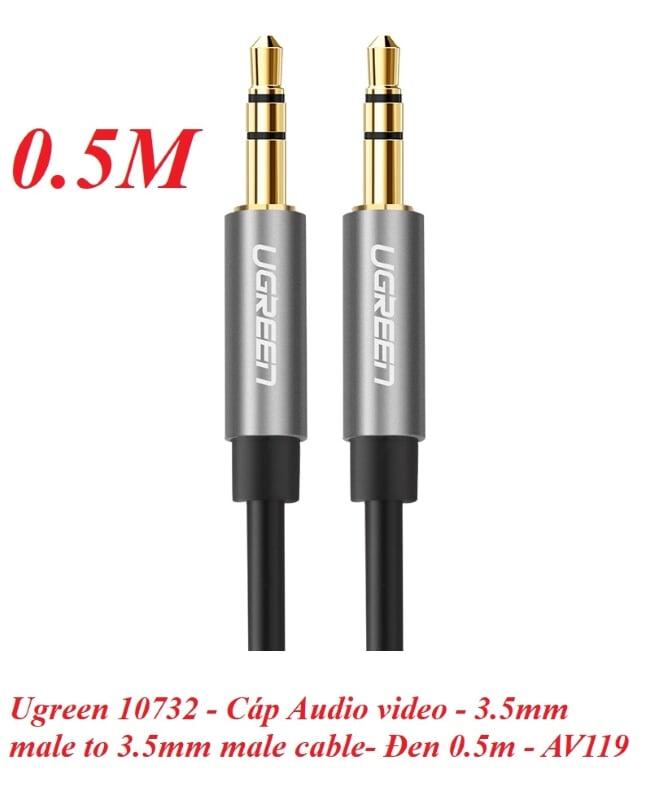 Ugreen UG10732AV119TK 0.5M màu Đen Cáp âm thanh 2 đầu 3.5mm dương dây tròn TPE cao cấp - HÀNG CHÍNH HÃNG