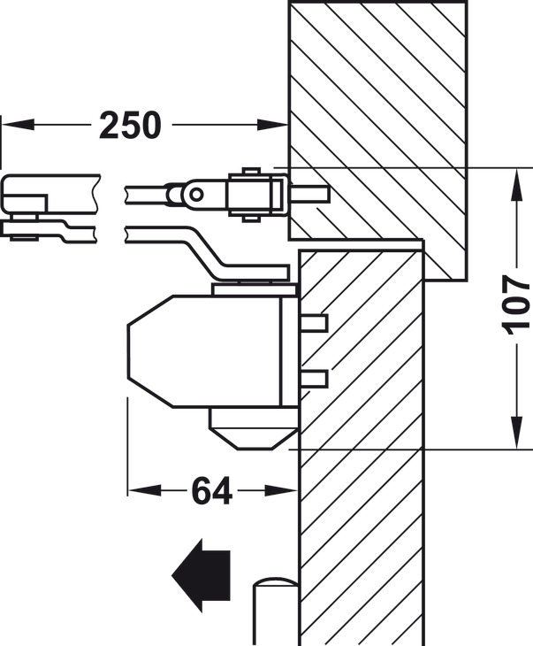 CƠ CẤU ĐÓNG CỬA TỰ ĐỘNG NỔI DCL 12 EN 3 VỚI TAY HAFELE STARTEC/931.84.659 - HÀNG CHÍNH HÃNG