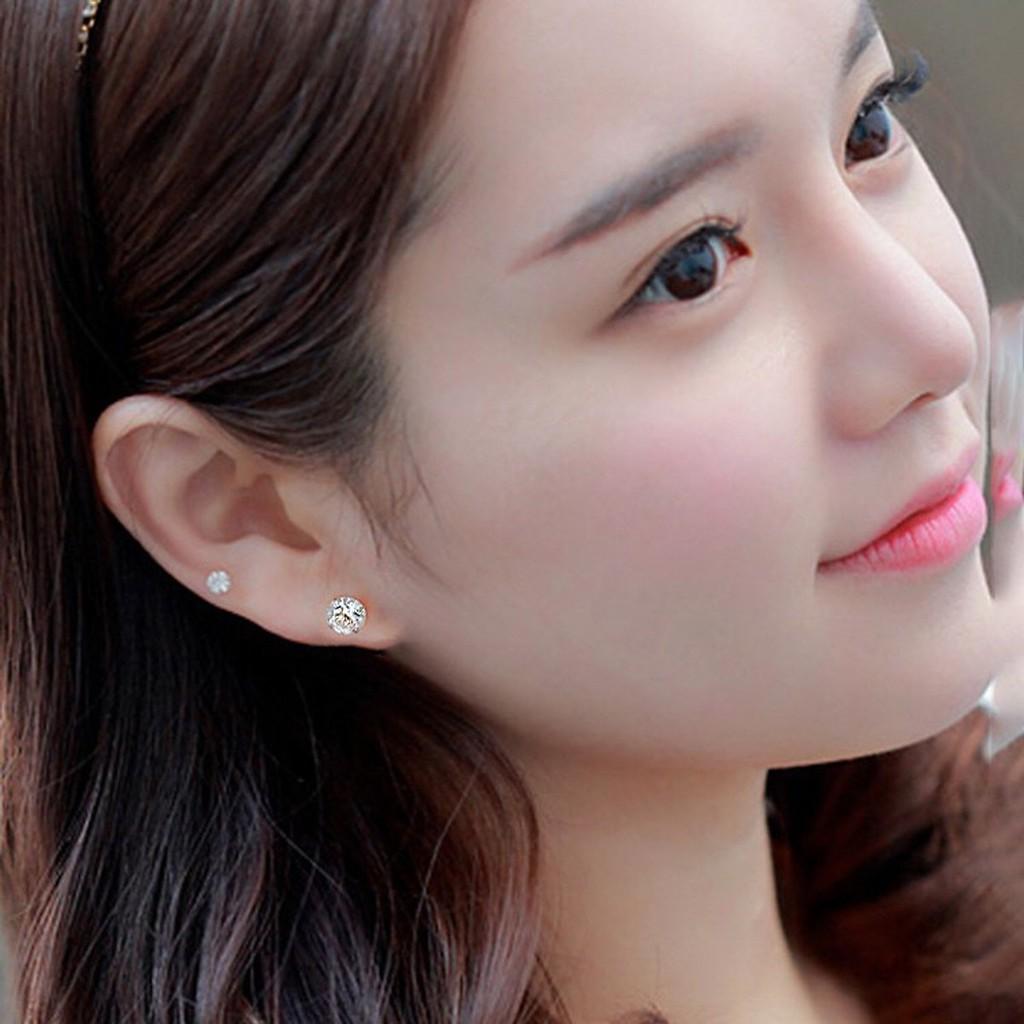 Khuyên tai nụ đá bạc 925 xinh xắn đủ size cho nam và nữ bảo hành 1 đổi 1