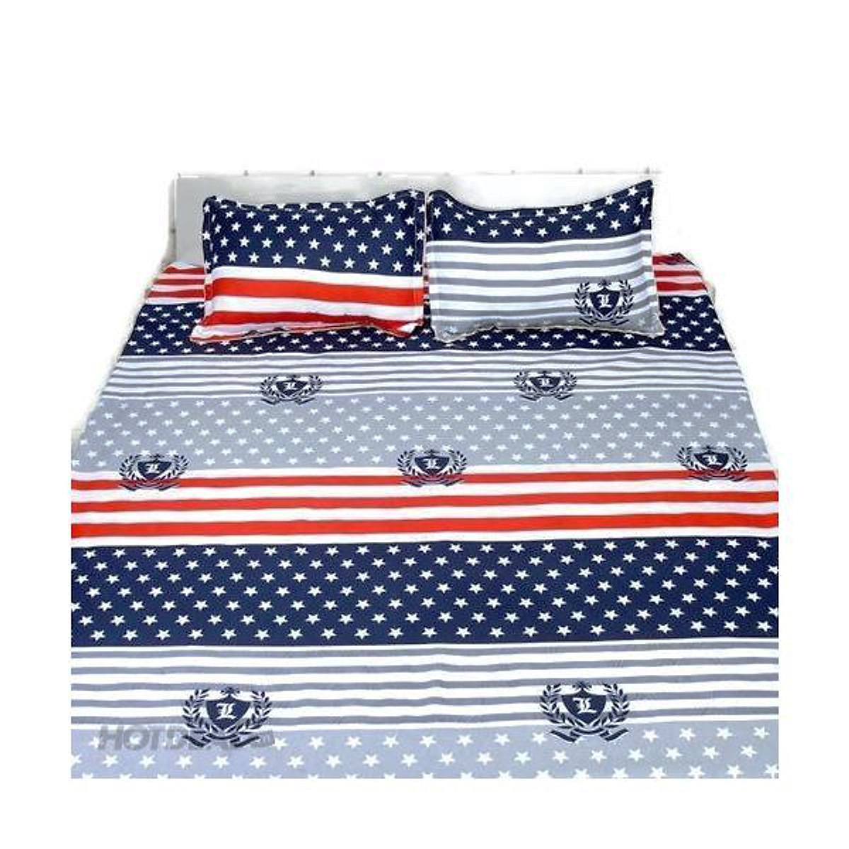 Bộ 5 món chăn ga gối cotton poly mẫu cầu cờ mỹ