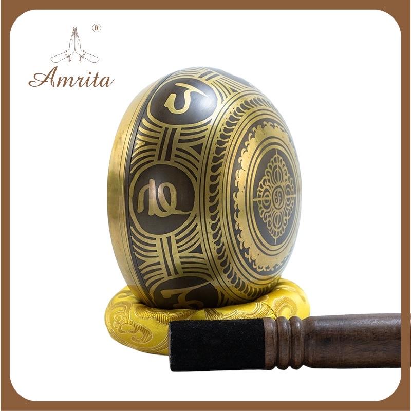 Chuông xoay Tây Tạng - Singing Bowl - Chuông bát xoay xanh Tây Tạng - Chuông bát xoay Nepal - Amrita
