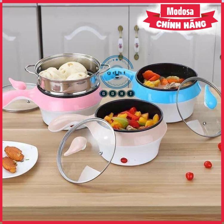 Nồi Lẩu Điện Đa Năng Modosa Kèm Giá Hấp Có Tay Cầm Tiện Dụng 18Cm, Nồi Lẩu Hấp Mini 2 Tầng Cao Cấp - Hàng Chính Hãng