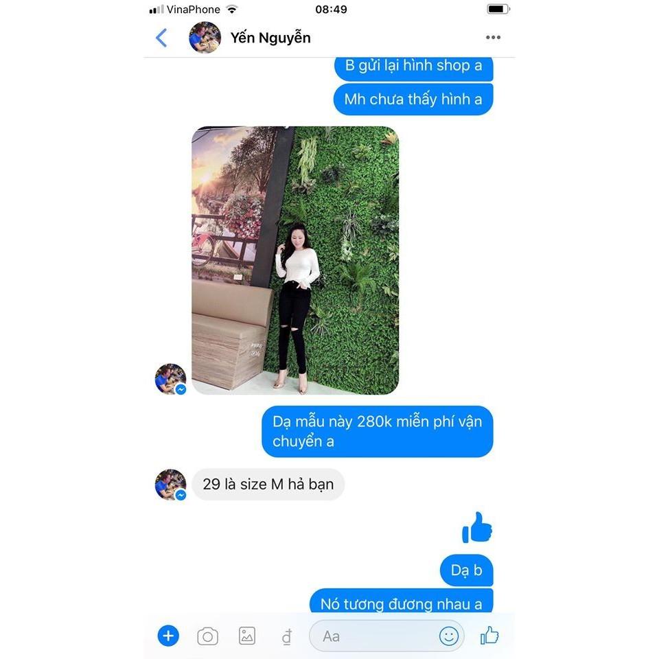 Quần jean nữ rách gối co giãn mã 04