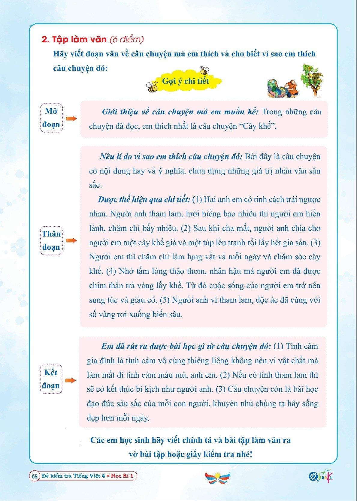 Sách Đề Kiểm Tra Tiếng Việt Lớp 4 - Học Kì 1 - Cánh Diều (1 cuốn) - Bản Quyền