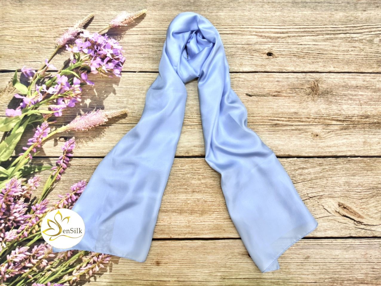 Khăn Lụa Thời Trang SenSilk (Xanh) - Quà Tặng Đối Tác - 100% Silk Gift, Khăn Lụa Tơ Tằm Bảo Lộc, Khăn Lụa Cao Cấp