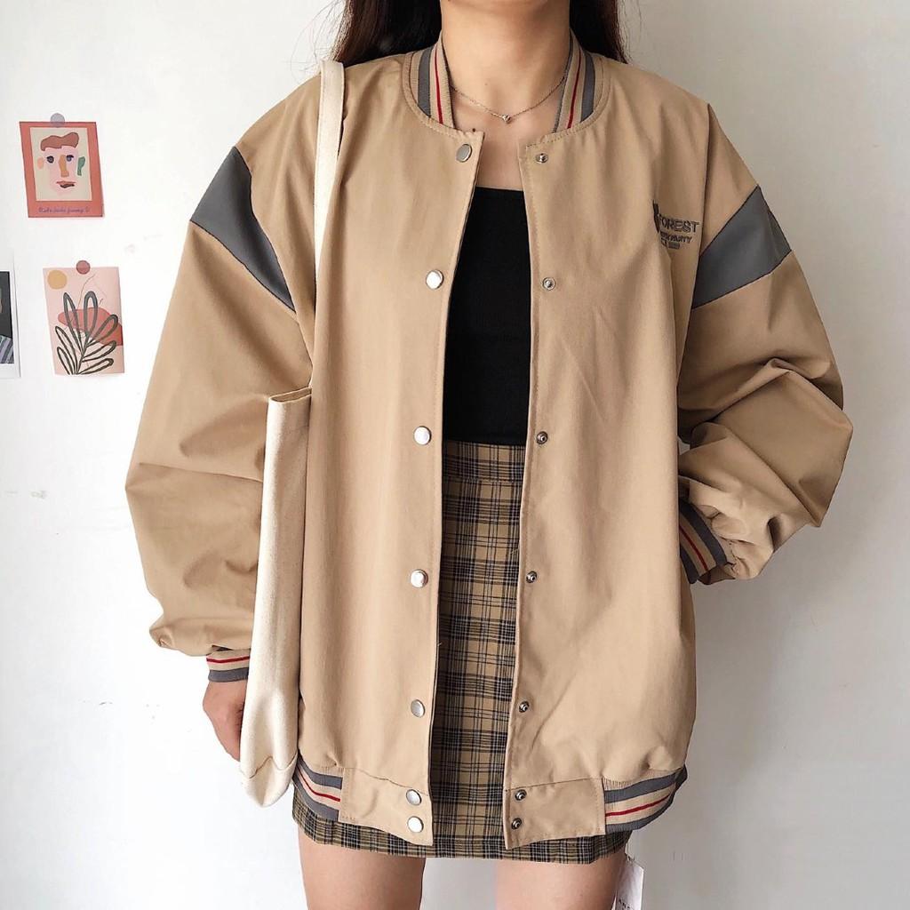 Áo khoác bomber nam nữ vải dù 2 lớp oversize Áo bomber form rộng Áo khoác bóng chày unisex - Gin Store