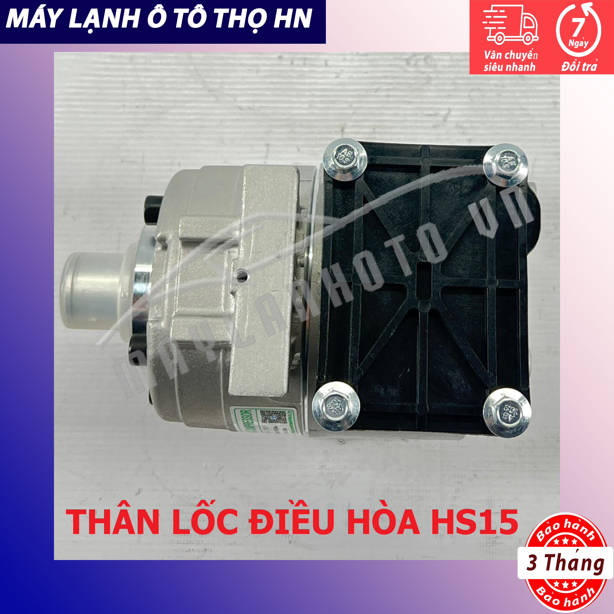 Thân Lốc điều hòa (block,máy nén) HS15 (HYD Porter 2 - Starex-Kia K2700-K3000-Ford Ranger-Everest) Hàng Trung Quốc