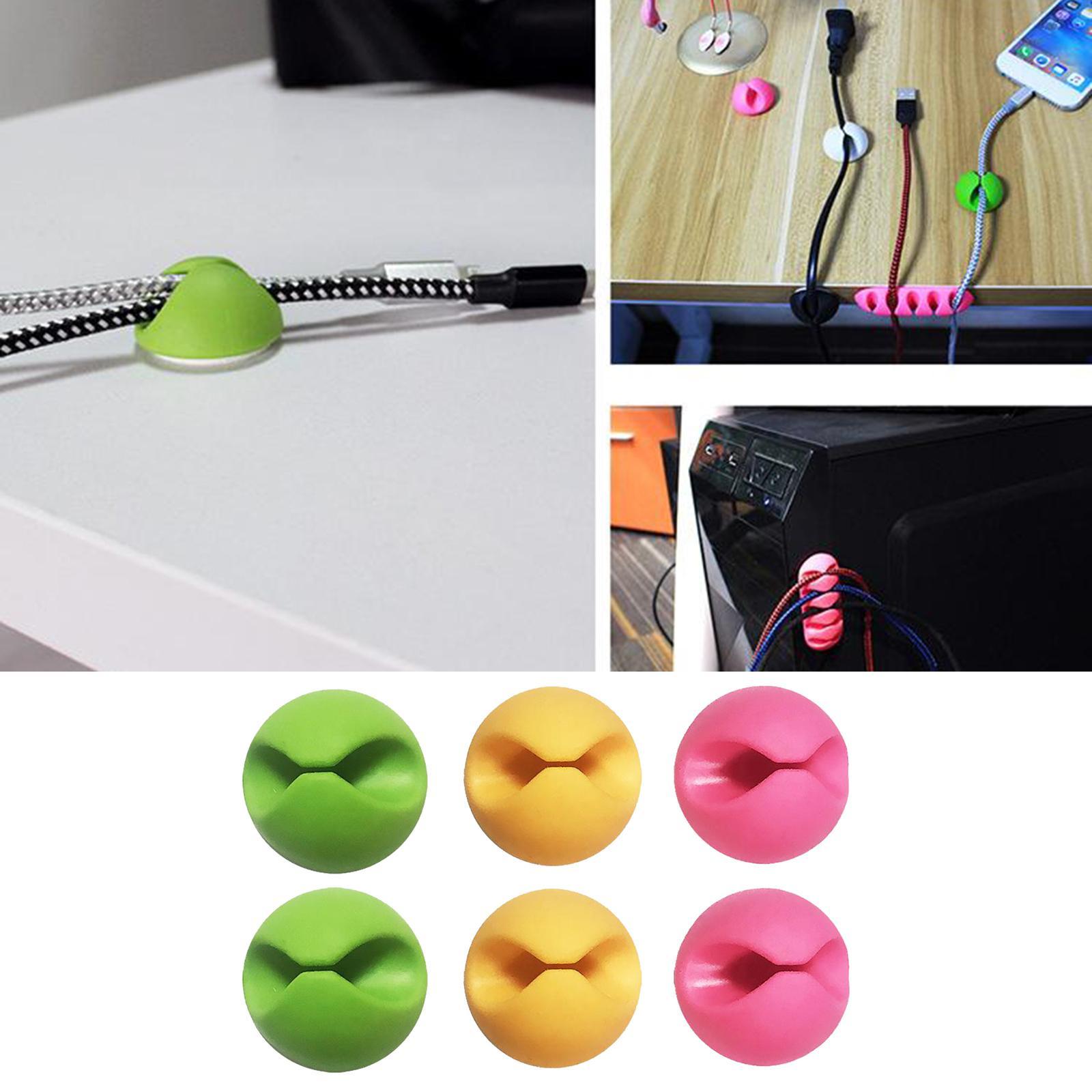6x Cable Clip Desk Winder Tidy Organiser Phone Wire USB Charger Holder Adhesive